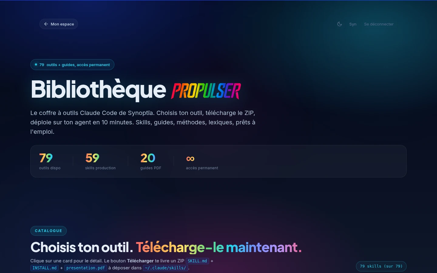 La Bibliothèque PROPULSER, 79 outils Claude Code