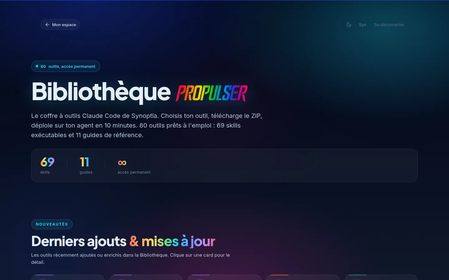 La Bibliothèque PROPULSER, 80 outils Claude Code