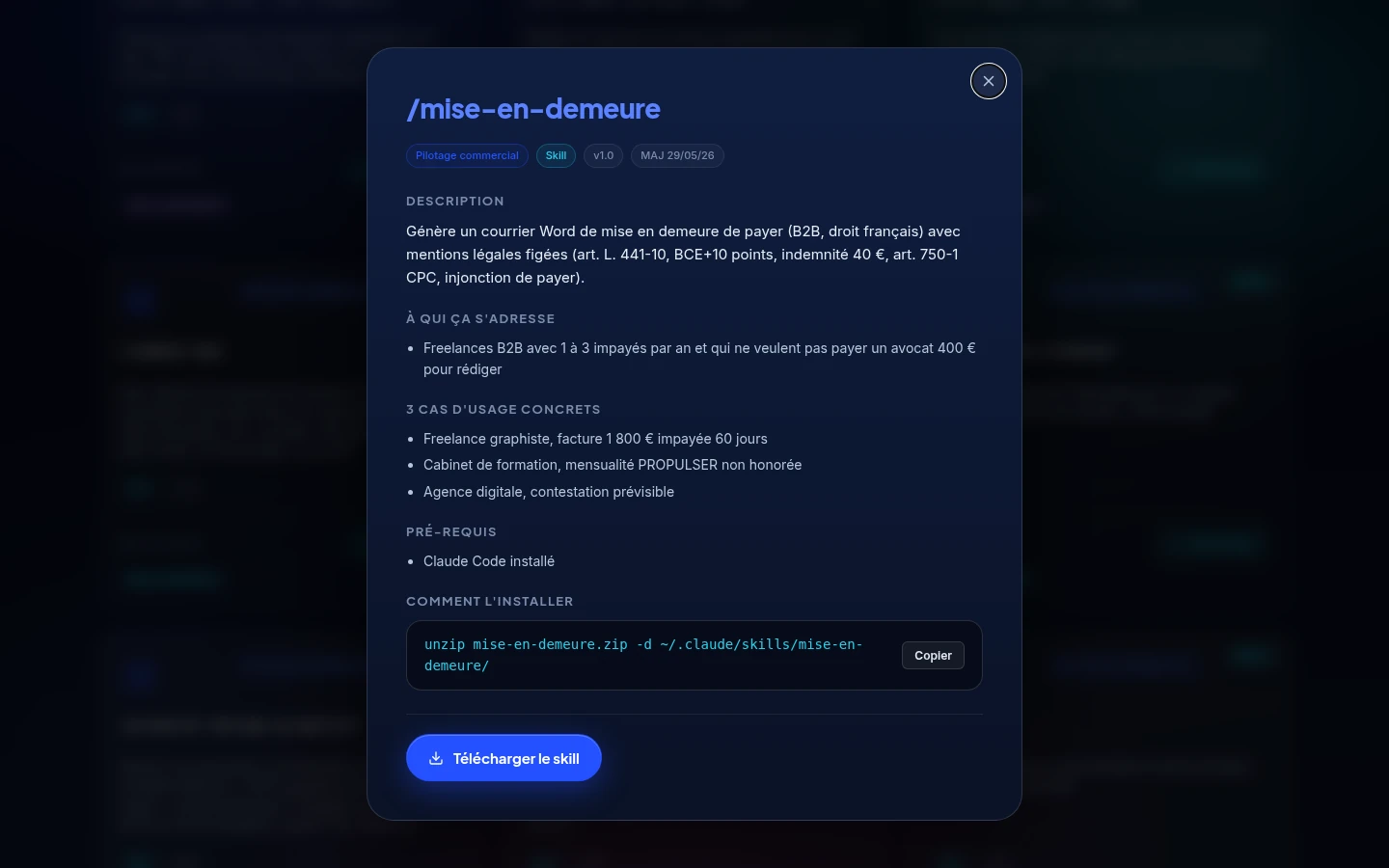Skill de rédaction de mise en demeure